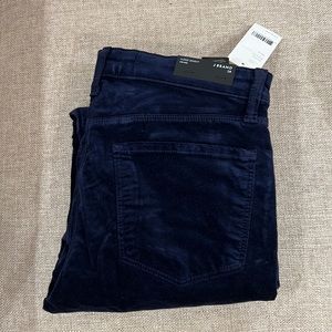 J Brand Super Skinny Mid-Rise Black Iris (dark navy) velvet